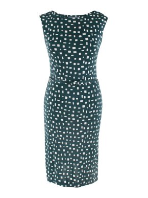 Prada Green & White Geometric Print Sleeveless Dress