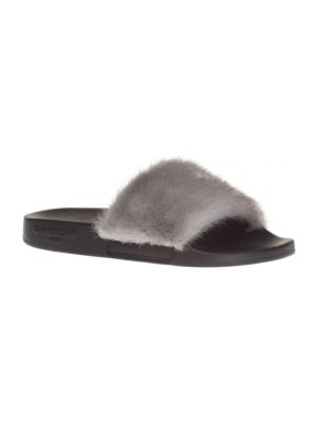 Givenchy Grey Mink Fur Slides
