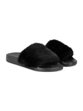 Givenchy Black Mink Fur Slides