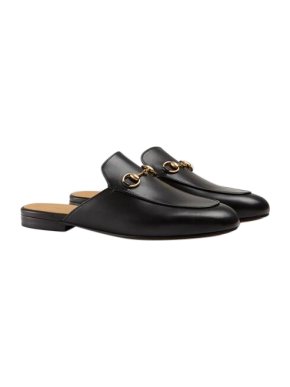 Gucci Black Leather Princeton Slippers
