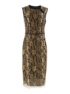 Derek Lam Black & Gold Lace Sheath Dress