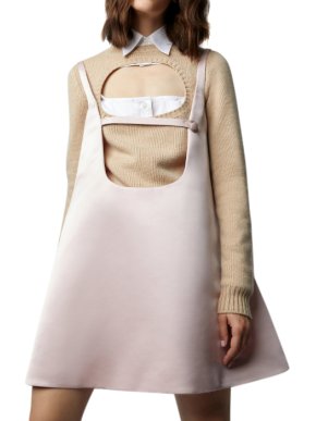 Prada blush silk trapeze pinafore dress
