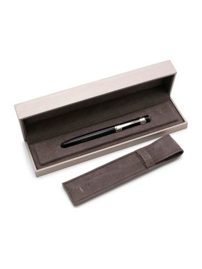 Chaumet Roller Pen in Black Lacquer & Steel with Silver Fnish