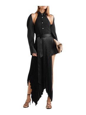 Peter Do Asymmetric pleated satin-crepe wrap mini skirt