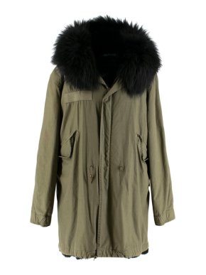 Mr & Mrs Italy Khaki Parka With Fox Fur Lining