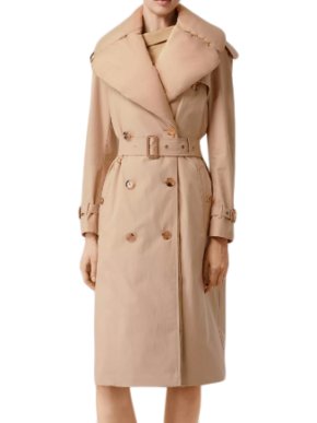 Burberry Ercu Detachable Collar Gabardine Coat