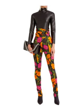 Balenciaga Floral Print High Rise Tie Waist Leggings