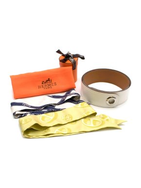 Hermes White Leather Belt With Two Removeable Twillys