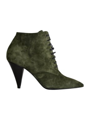 Saint Laurent Khaki Suede Lace-Up Ankle Boots