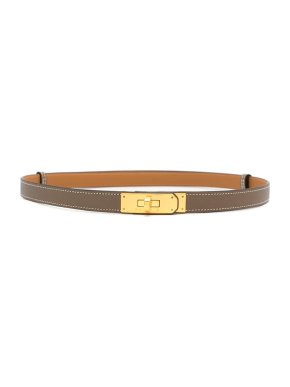 Hermes Etoupe Epsom Leather Kelly Belt GHW