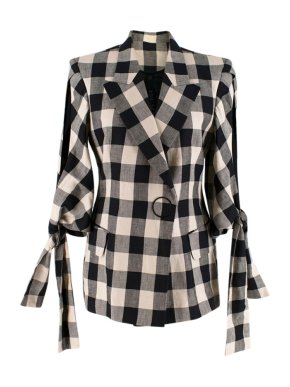 Petar Petrov Beige & Black Check Tie Cuff Jacket