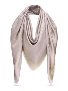 Louis Vuitton Monogram Silk Shine Shawl in Greige