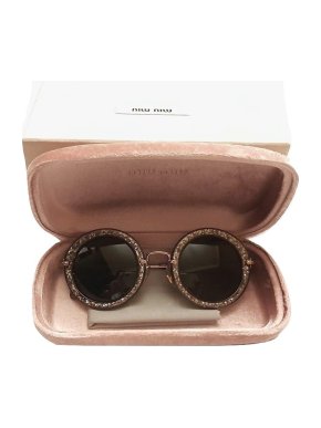 Miu Miu Round Glitter Sunglasses