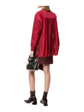 Self Portrait Lace Trim Red Bomber Jacket