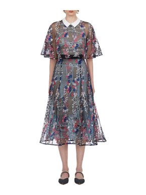 Self Portrait Floral Vine Guipure Lace Midi Dress