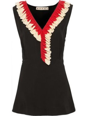 Marni ruffle trim black top