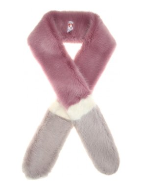 Shrimps Violet, Grey & White Foxy Faux Fur Scarf