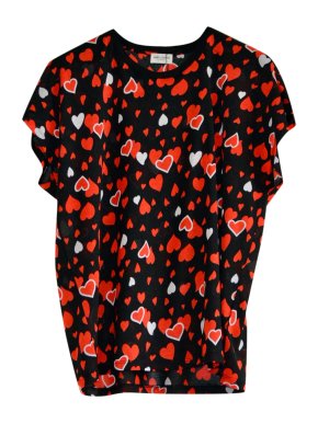 Saint Laurent Red & Black Heart Print Top