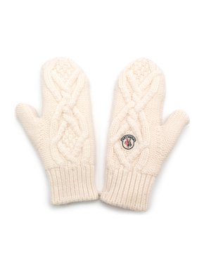 Moncler White Cable-Knit Wool Mittens