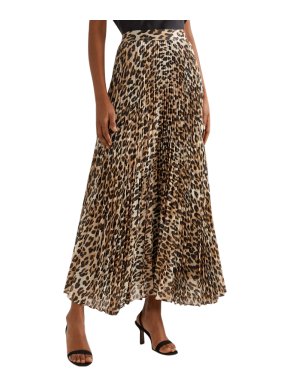 Alice and Olivia Katz Metallic Leopard Print Pleated Maxi Skirt
