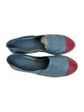 Chanel Blue & Red Leather CC Espadrilles