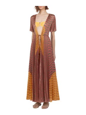 Self Portrait Pleated Logo Printed Cover Up