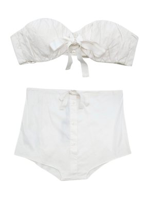Prada White Button Down Bandeau Top & High Waist Panties