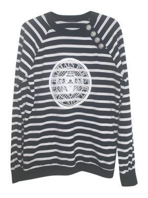 Balmain Black & White Striped Sweatshirt