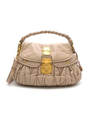 Miu Miu Matelasse Beige Leather Tote Bag