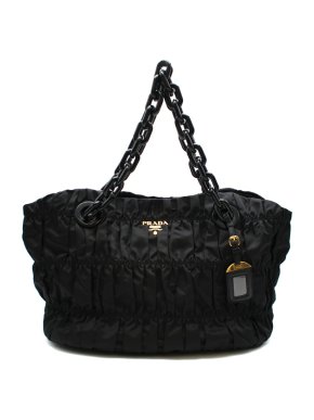 Prada Black Nylon Quilted Tote Shoulder Bag