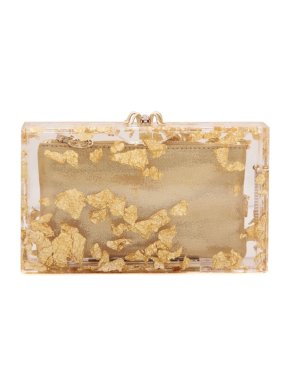 Charlotte Olympia Gold Foil Pandora Clutch
