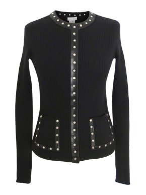Celine vintage black wool Studded cardigan