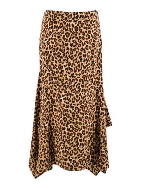 Veronica Beard Leopard Print Silk Crepe Handkerchief Skirt