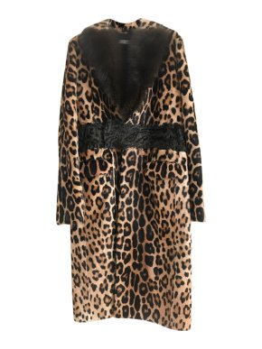 Givenchy Leopard Print Astrakahn & Fur Trim Coat