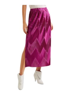 Givenchy Pleated Zig Zag pink satin midi skirt