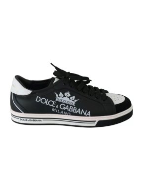 Dolce & Gabbana Black & White Crown Logo Sneakers