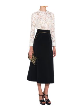 Saint Laurent Velvet Black Midi Skirt