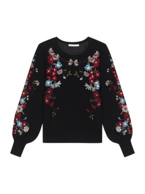 Maje Fine-knit embroidered sweater