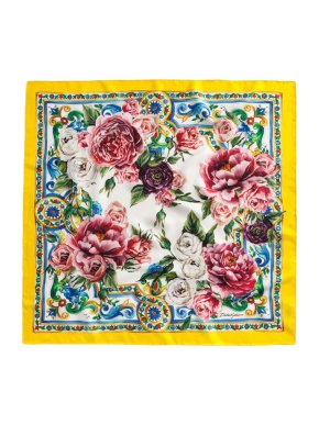 Dolce & Gabbana Yellow Sicily Print Silk Scarf