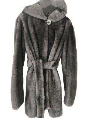 Kopenhagan Fur Grey Mink Fur Wrap Coat