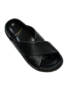 Saint Laurent Jimmy black  leather cross sandals
