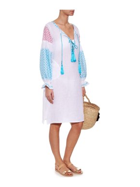 DAFT Faye Dunaway Linen Embroidered Kaftan