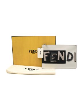 Fendi Vocabulary 3D Logo Calfskin Flat Pouch