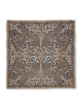 Alexander McQueen Square Leopard & Snake Silk-Blend Scarf