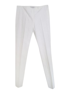 MaxMara white stretch cotton cigarette trousers