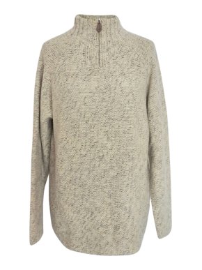 Hermes unisex beige/grey cashmere zip neck sweater