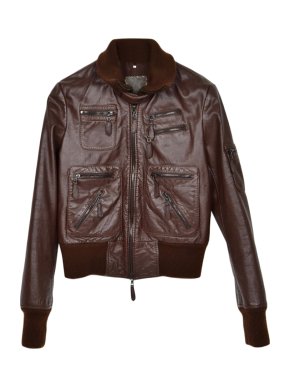Dondup Brown Leather Biker Jacket