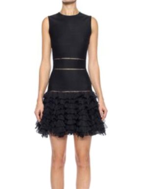 Alexander McQueen Black Tiered Ruffled Mini Dress