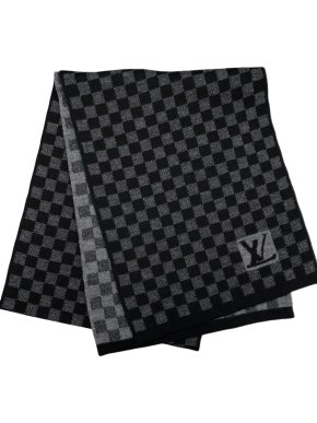 Louis Vuitton Grey/Black Damier Wool Scarf
