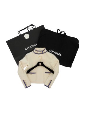 Chanel Cream Wool Blend High Neck Jacket